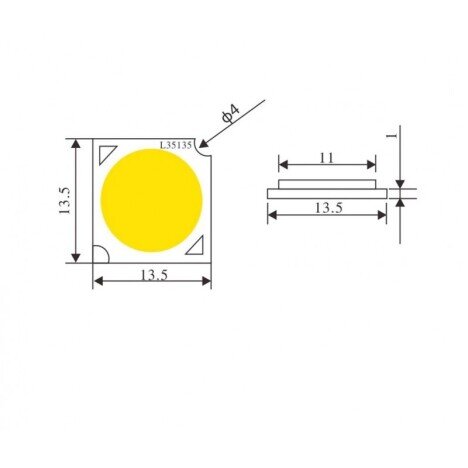 LED COB 13,5MM , PUTERE 3W